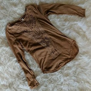 Long-sleeve Blouse with Crochet Detail